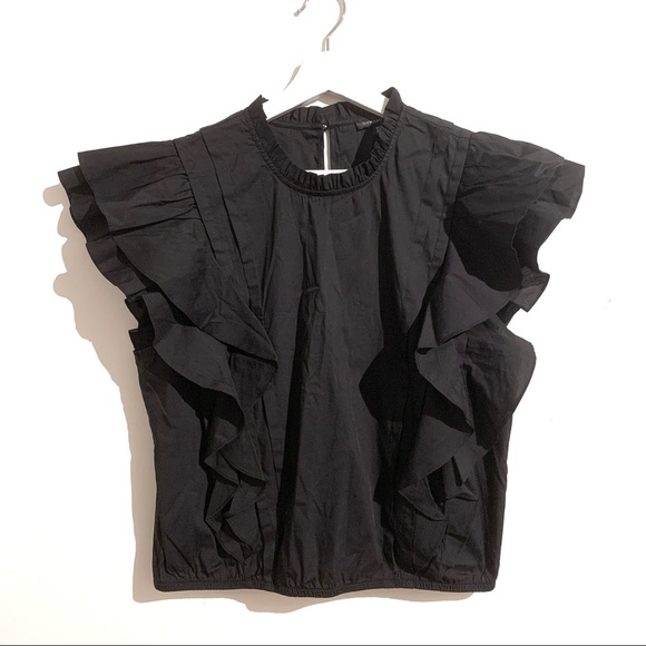 ✨HOST PICK✨💕DYNAMITE Frill Poplin Black Top NWT - Picture 6 of 16